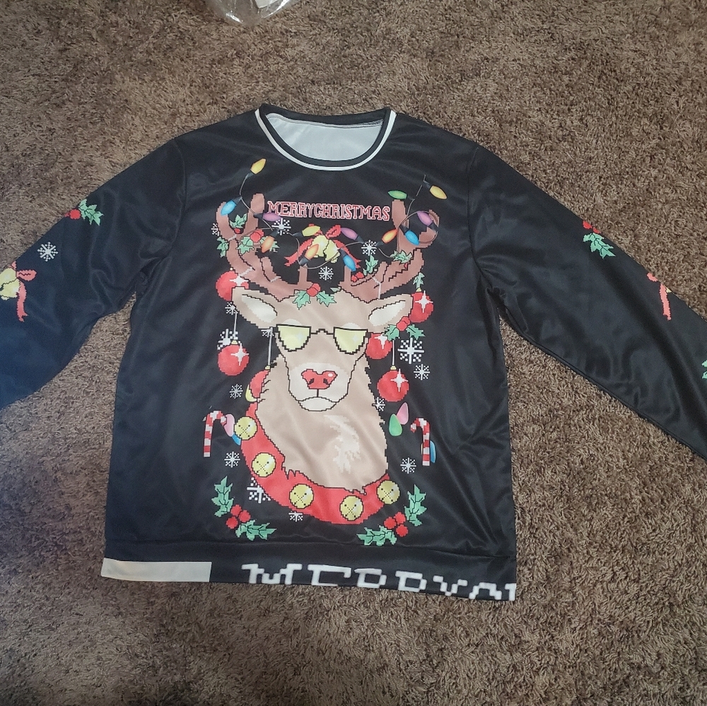 Merry Christmas (ugly sweater) Holiday Graphic Long Sleeve Shirt